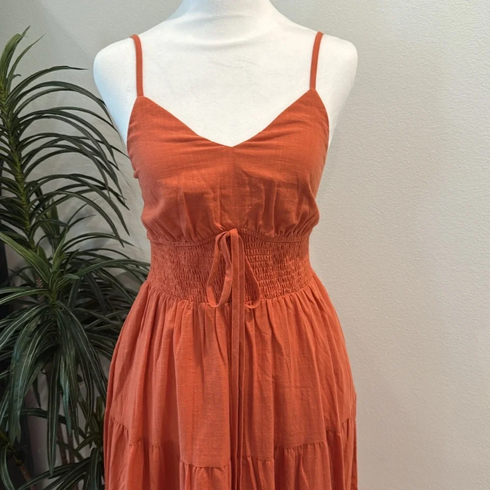 Grace Karin Rust Color Maxi Dress Summer Flowy Cotton Spaghetti Strap S - Picture 3 of 16